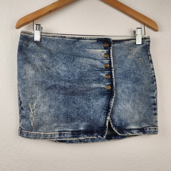 Retrofete Willa Low Rise Skirt in Light Rip Tide Blue Denim Size Small NWT - Picture 3 of 9